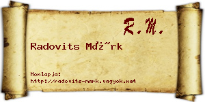 Radovits Márk névjegykártya